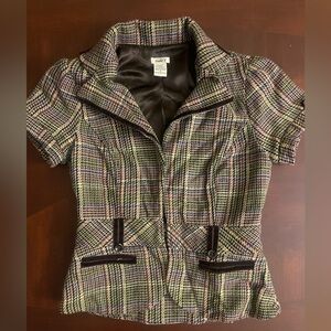 Plaid Short Sleeve Jacket Top